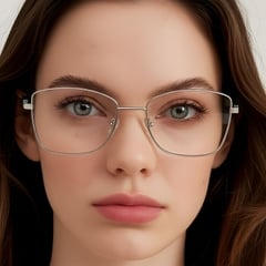 Rectangular Silver Metal Glasses #BS0420-0328