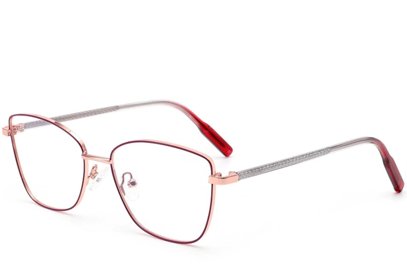 Rectangular Red Metal Glasses #BS0420-0329
