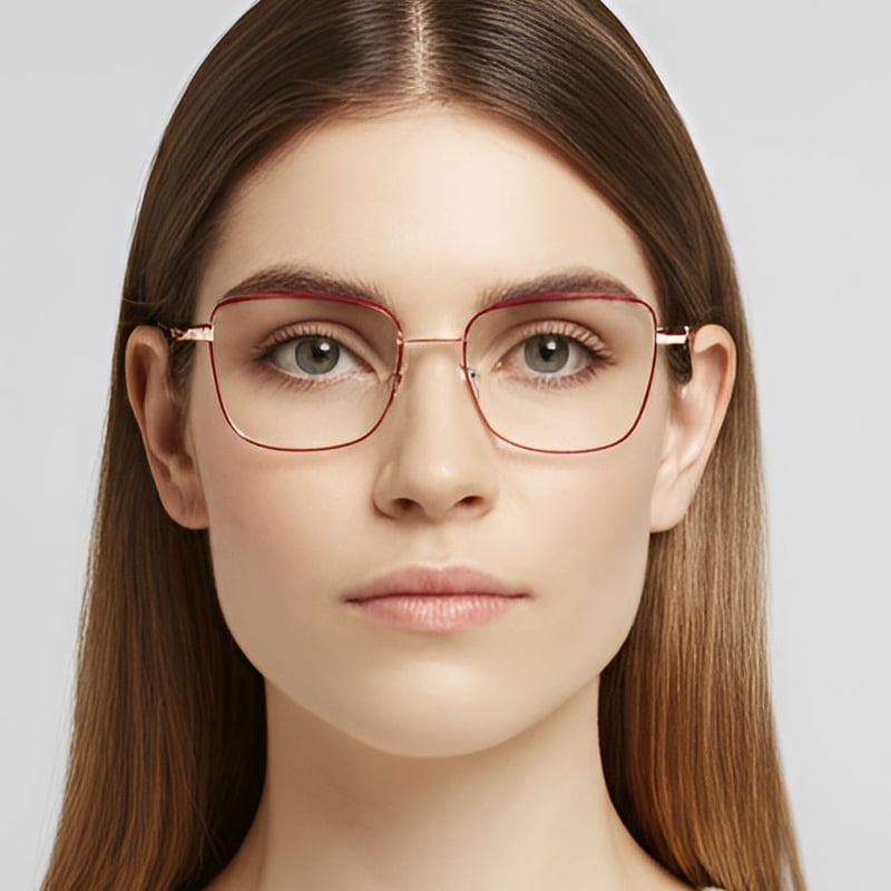 Rectangular Red Metal Glasses #BS0420-0329