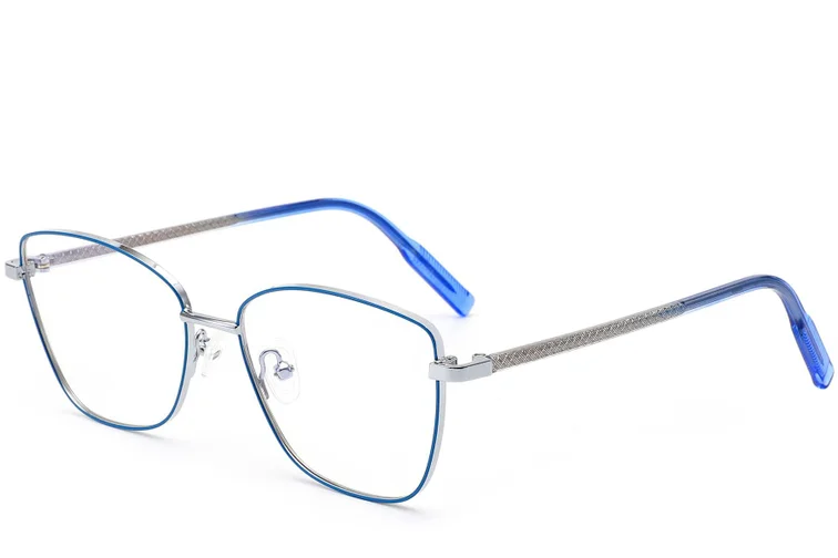 Rechteckige blaue Metallbrille #BS0420-0330