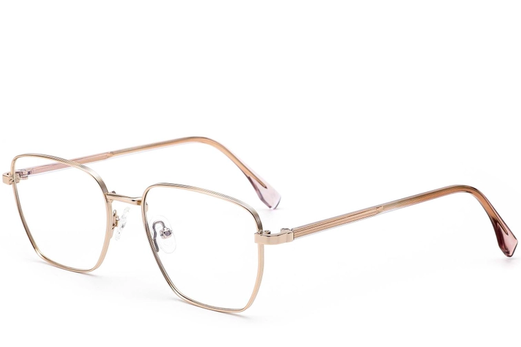 Rectangular Golden Metal Glasses #BS0420-0331