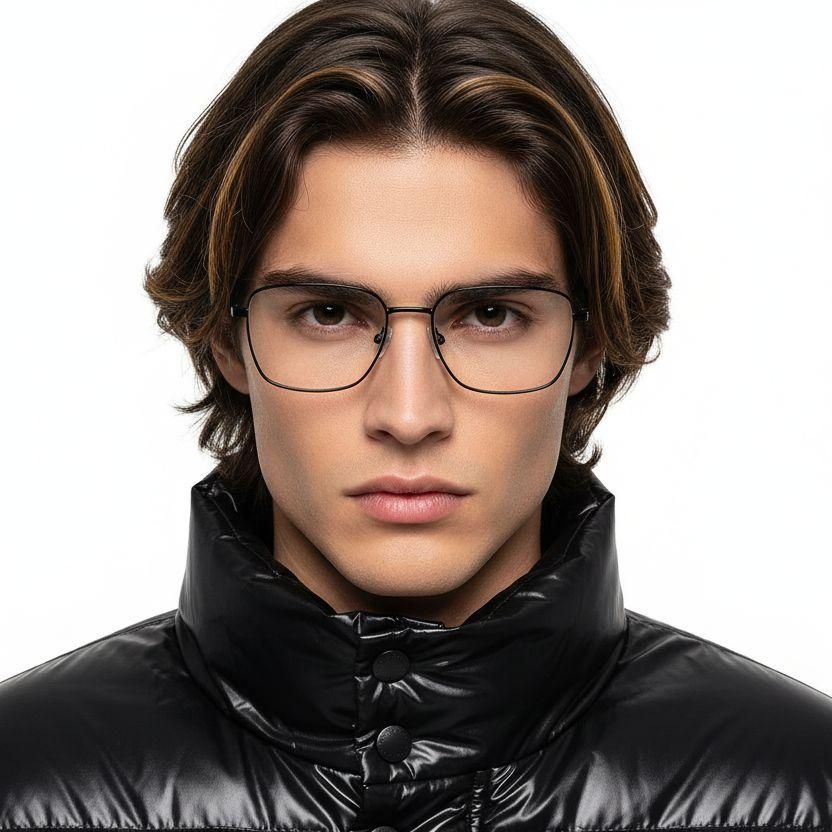 Rectangular Black Metal Glasses #BS0420-0332