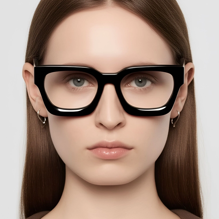 Rectangular Black Acetate Glasses #BS0420-0333