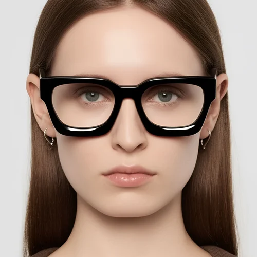 Lunettes rectangulaires en acétate noir #BS0420-0333