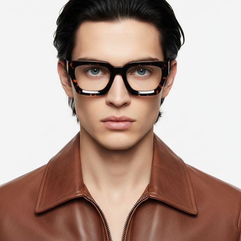 Rectangular Tortoiseshell Acetate Glasses #BS0420-0334