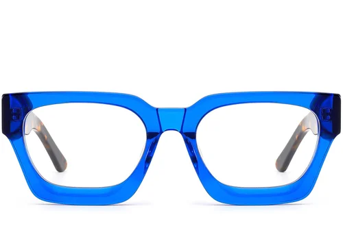 Verres rectangulaires en acétate bleu #BS0420-0336