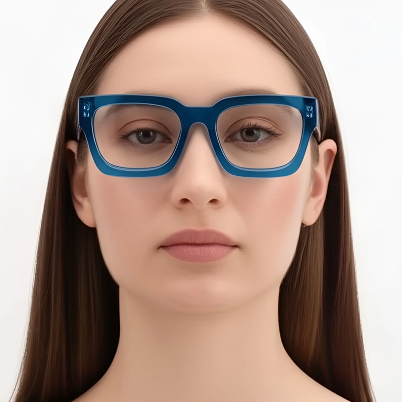 Rectangular Blue Acetate Glasses #BS0420-0336