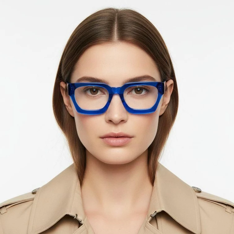Gafas rectangulares de acetato azul #BS0420-0336