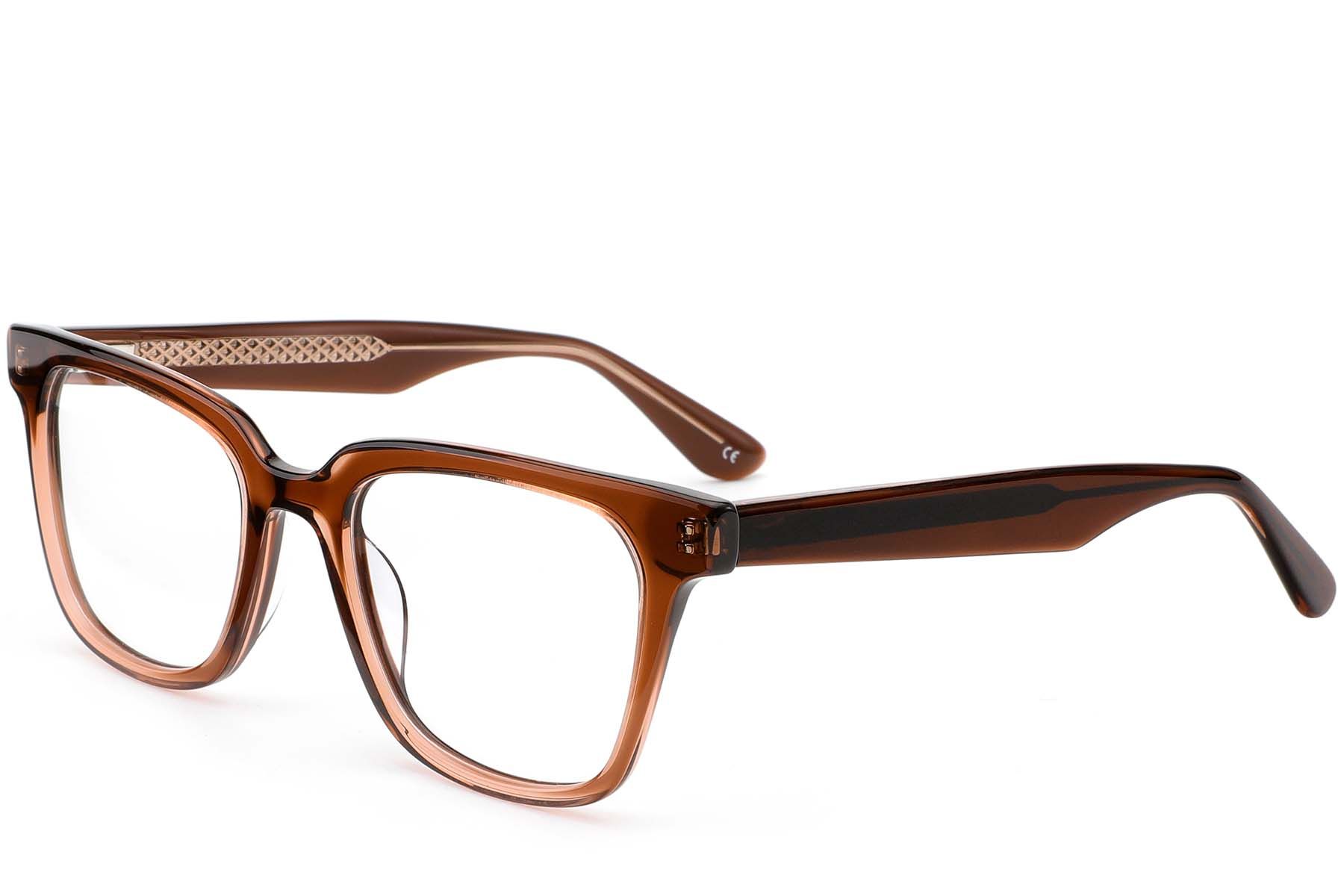 Gafas rectangulares de acetato marrón #BS0420-0337