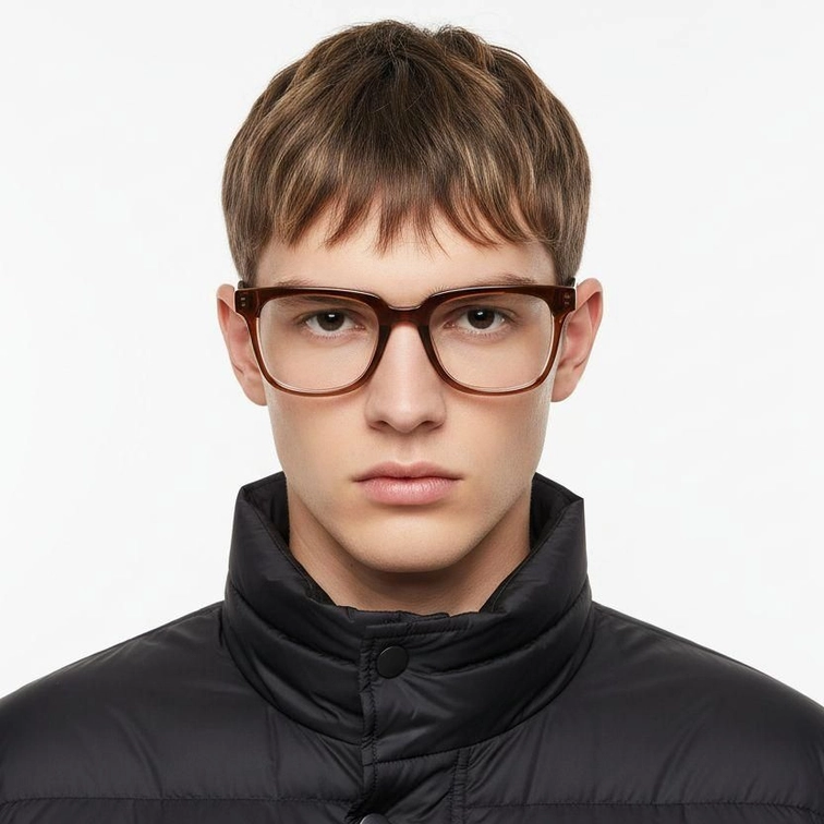 Gafas rectangulares de acetato marrón #BS0420-0337