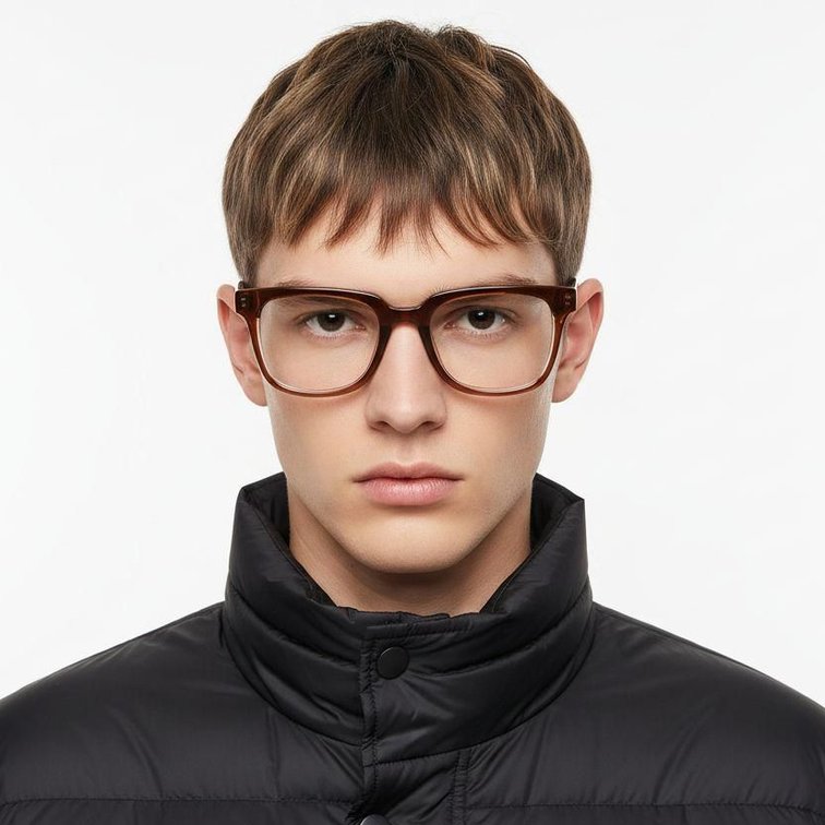 Rectangular Brown Acetate Glasses #BS0420-0337
