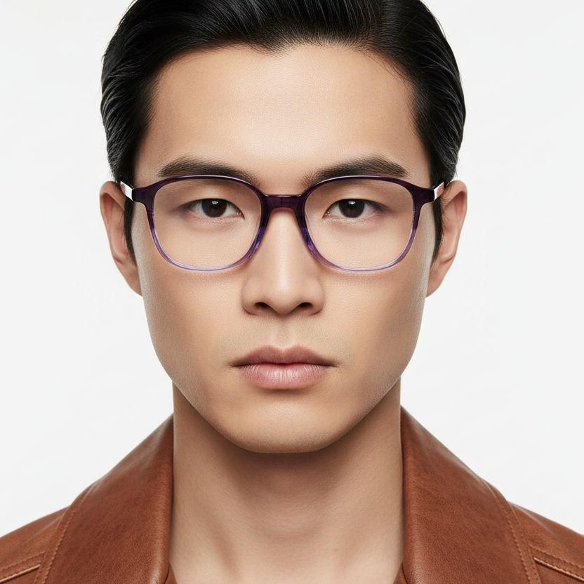 Rectangular Purple Acetate Glasses #BS0420-0339