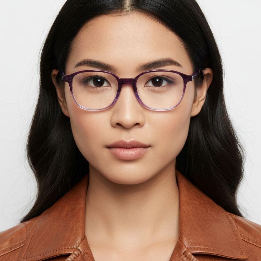 Rectangular Purple Acetate Glasses #BS0420-0339