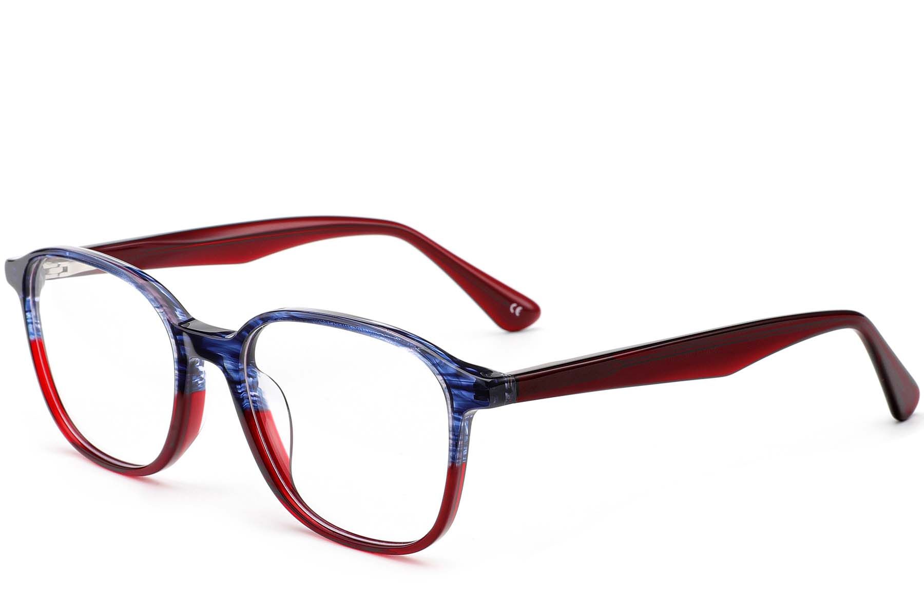 Rectangular Red Acetate Glasses #BS0420-0340