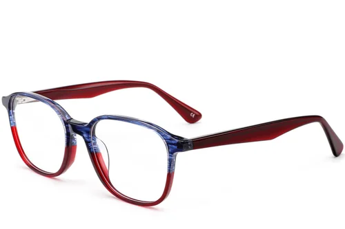 Lunettes rectangulaires en acétate rouge #BS0420-0340
