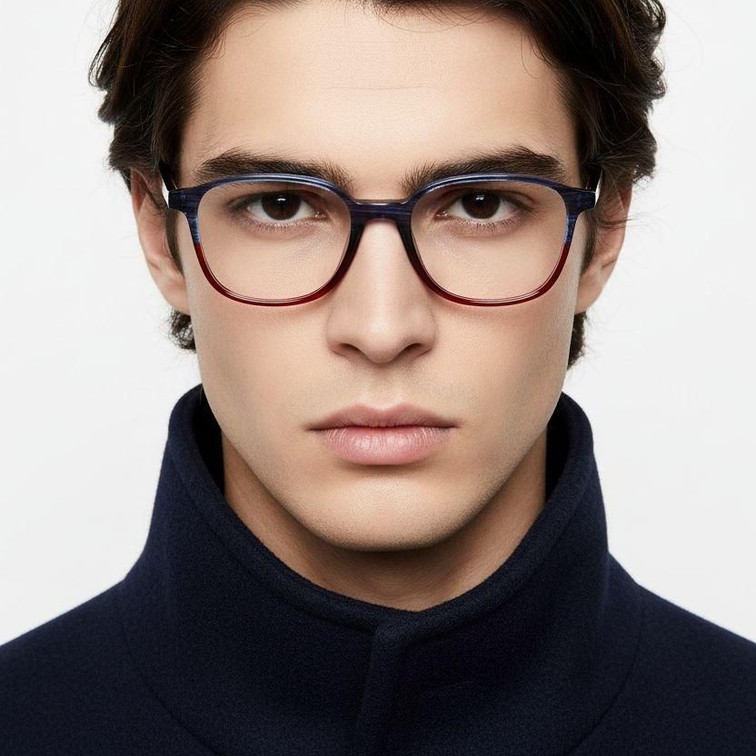 Rectangular Red Acetate Glasses #BS0420-0340