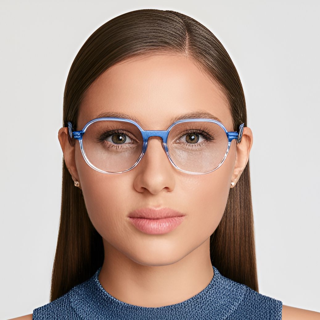 Oval Blue Acetate Glasses #BS0420-0341