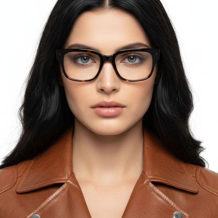 Rectangular Brown Acetate Glasses #BS0420-0347