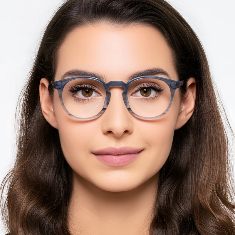 Gafas redondas de acetato azul #BS0420-0354