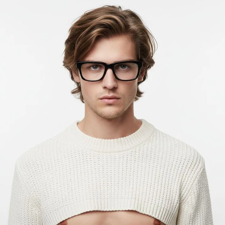 Lunettes rectangulaires en acétate noir #BS0420-0357