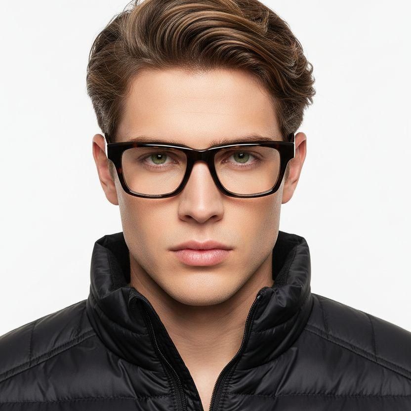 Rectangular Tortoiseshell Acetate Glasses #BS0420-0358