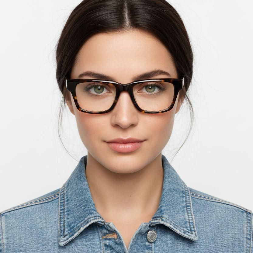Rectangular Tortoiseshell Acetate Glasses #BS0420-0358