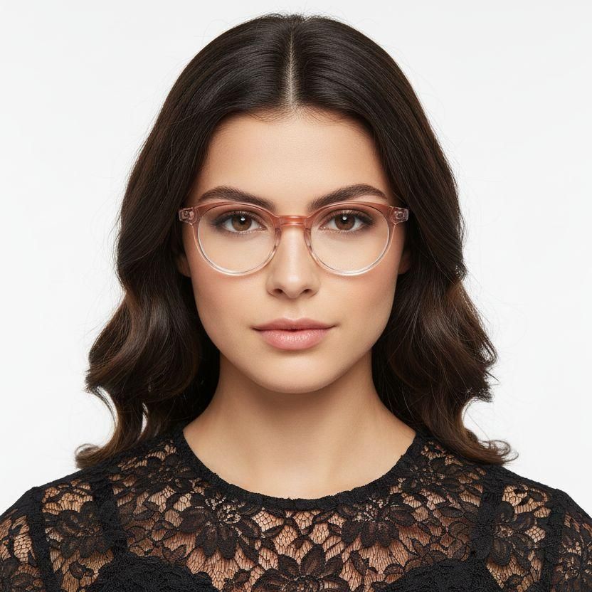 Rectangular Pink Acetate Glasses #BS0420-0364