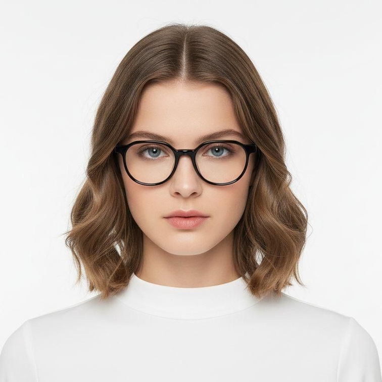 Round Black Acetate Glasses #BS0420-0366