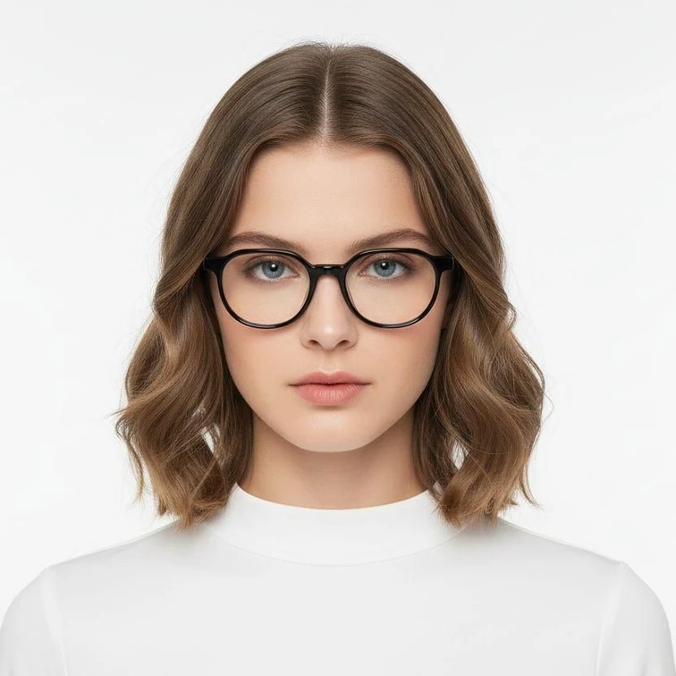 Round Black Acetate Glasses #BS0420-0366