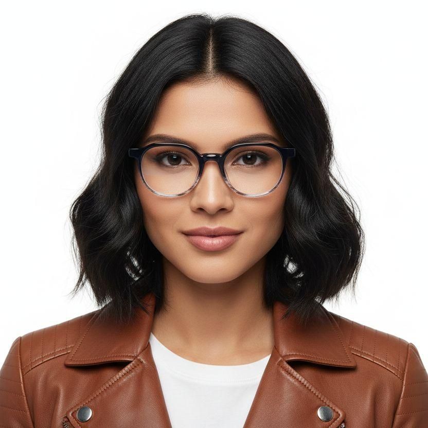Round Blue Acetate Glasses #BS0420-0368