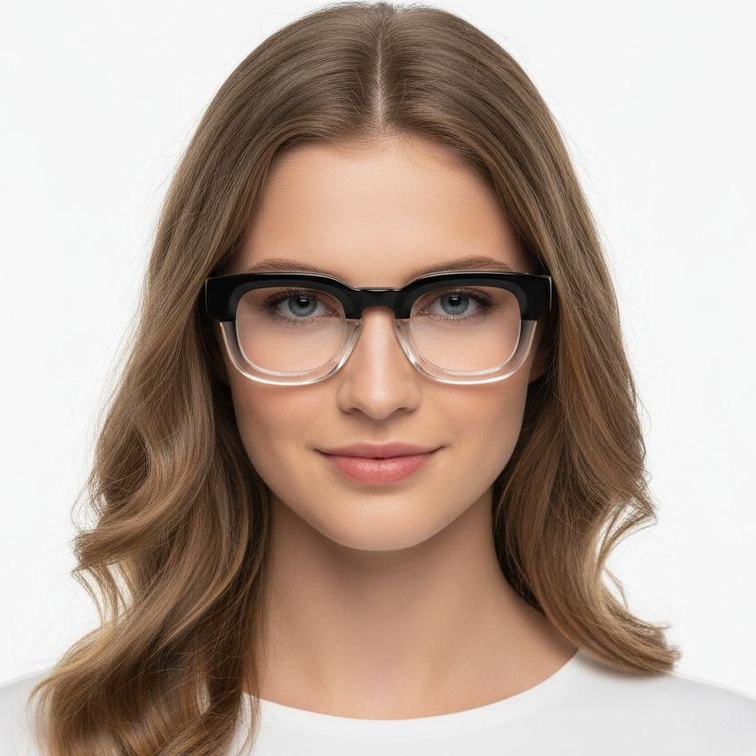 Gafas rectangulares de acetato negro #BS0420-0378