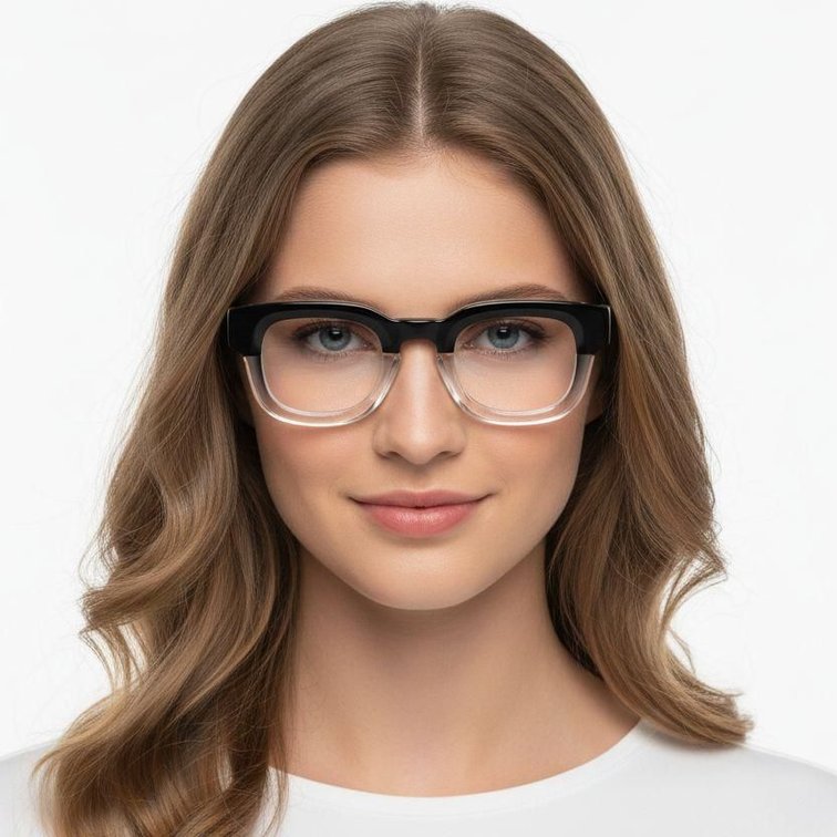 Rechteckige schwarze Acetatbrille #BS0420-0378