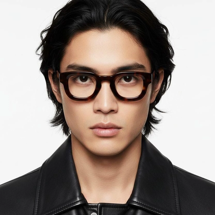 Rechthoekige schildpadacetaatbril #BS0420-0379