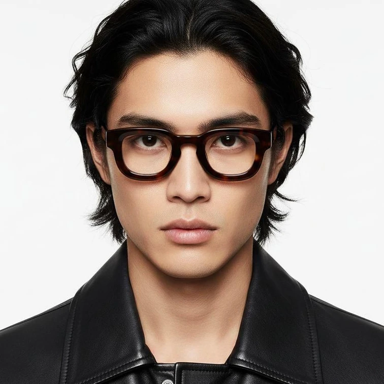 Rectangular Tortoiseshell Acetate Glasses #BS0420-0379