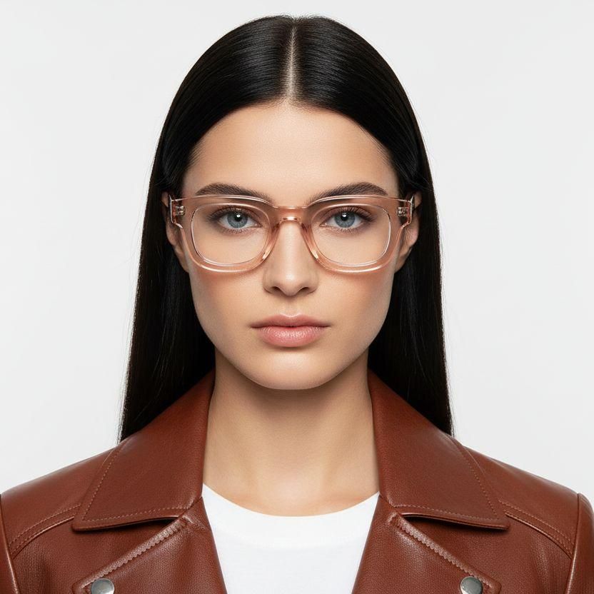 Rectangular Pink Acetate Glasses #BS0420-0380