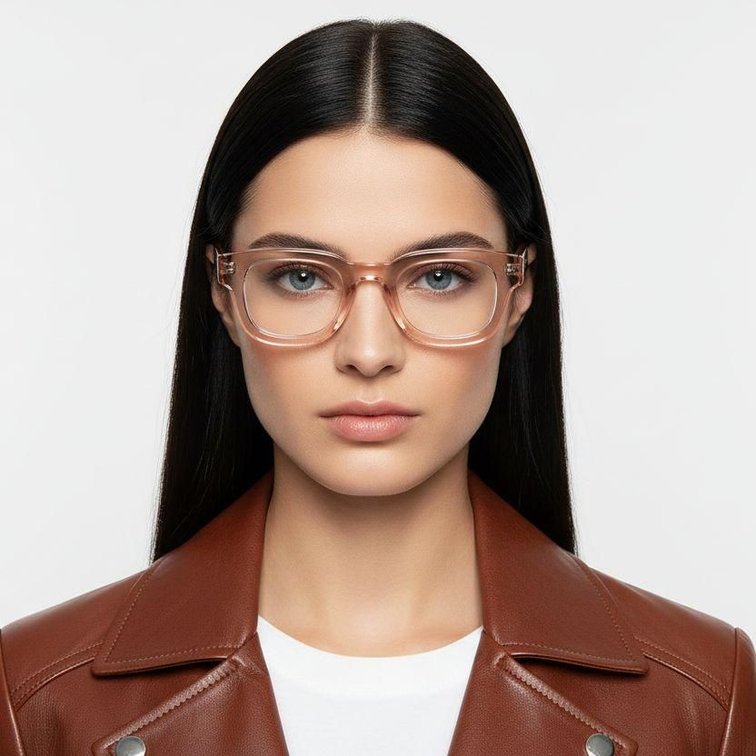 Rectangular Pink Acetate Glasses #BS0420-0380