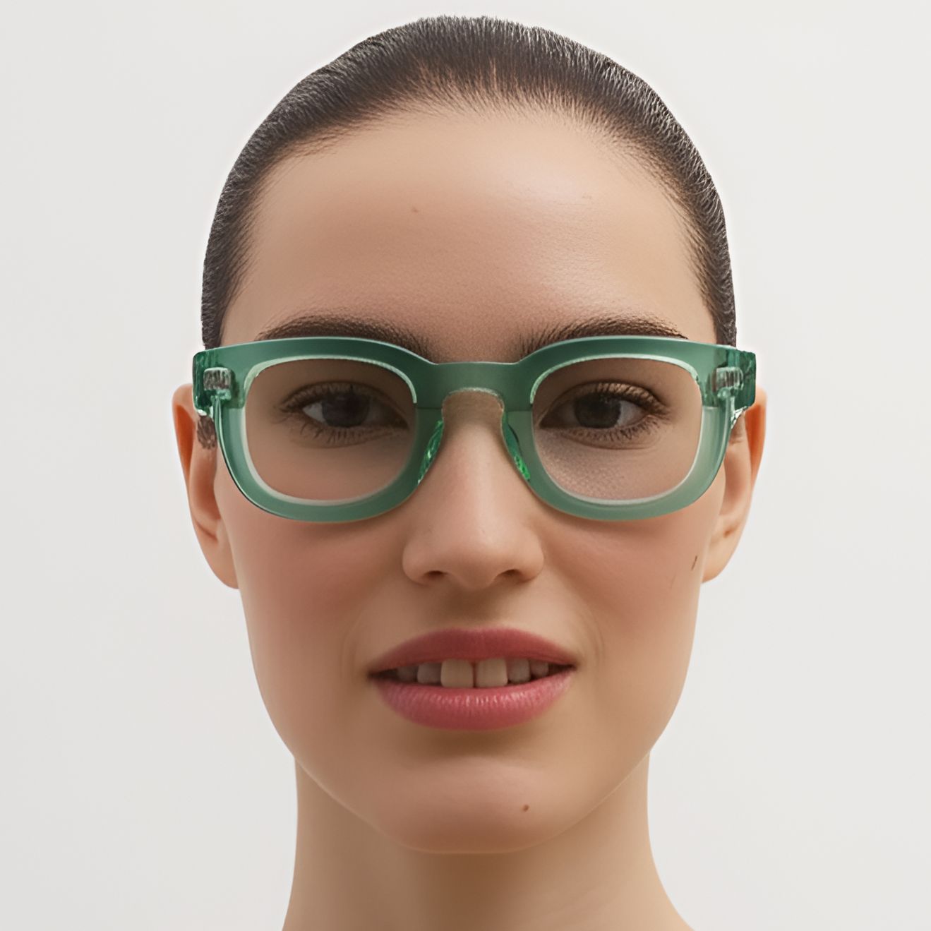 Rectangular Green Acetate Glasses #BS0420-0381
