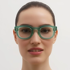 Rectangular Green Acetate Glasses #BS0420-0381