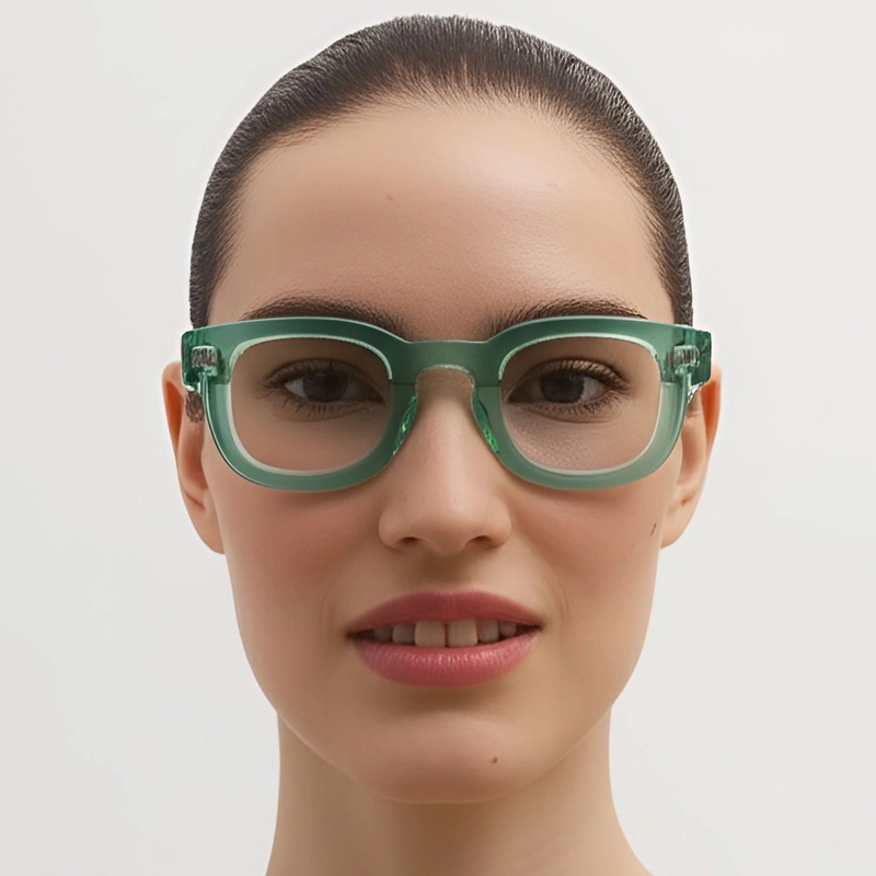 Rectangular Green Acetate Glasses #BS0420-0381