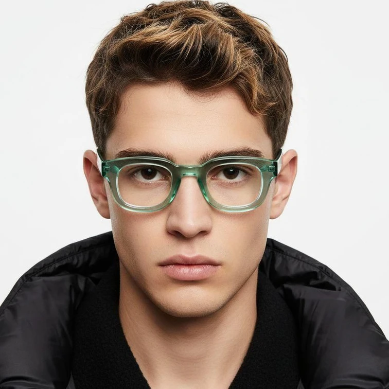 Gafas rectangulares de acetato verde #BS0420-0381