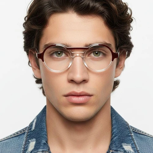 Aviator Red Acetate Glasses #BS0420-0387