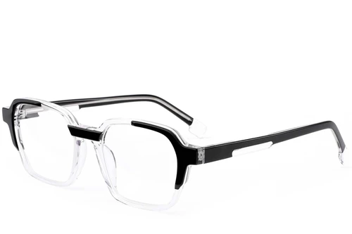 Rectangular Black Acetate Glasses #BS0420-0389