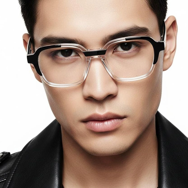Rectangular Black Acetate Glasses #BS0420-0389