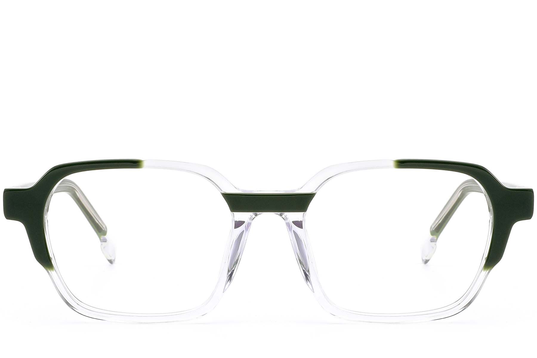 Rectangular Green Acetate Glasses #BS0420-0391