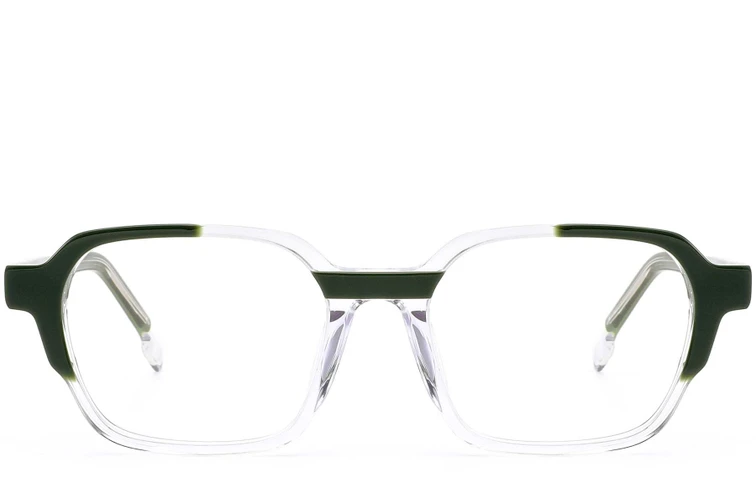 Rechteckige grüne Acetatbrille #BS0420-0391