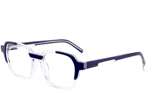 Verres rectangulaires en acétate bleu #BS0420-0392