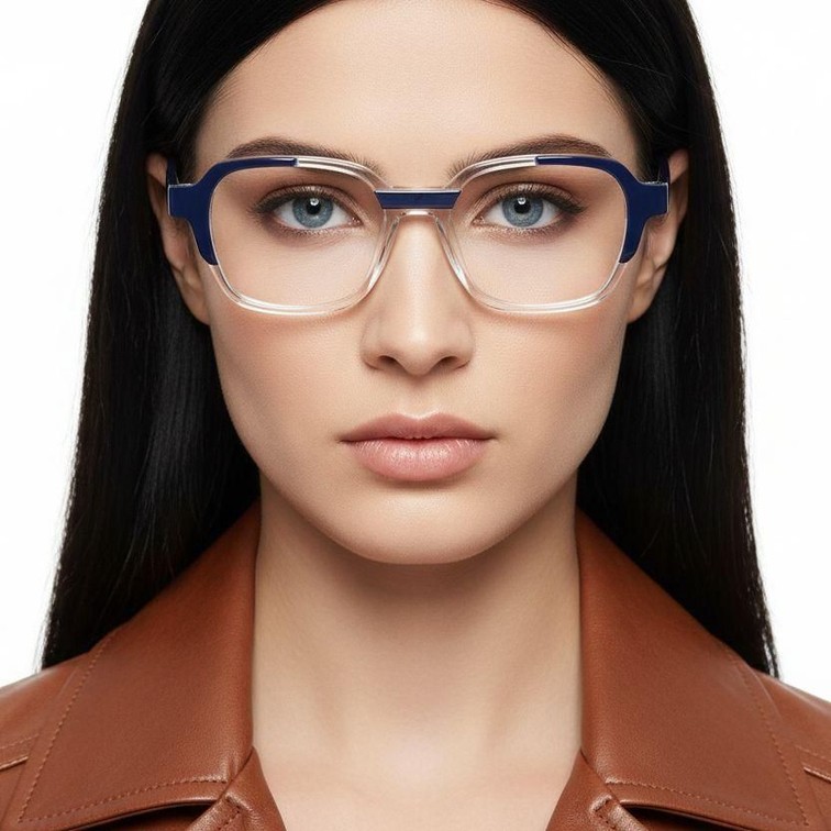 Rechteckige blaue Acetatbrille #BS0420-0392
