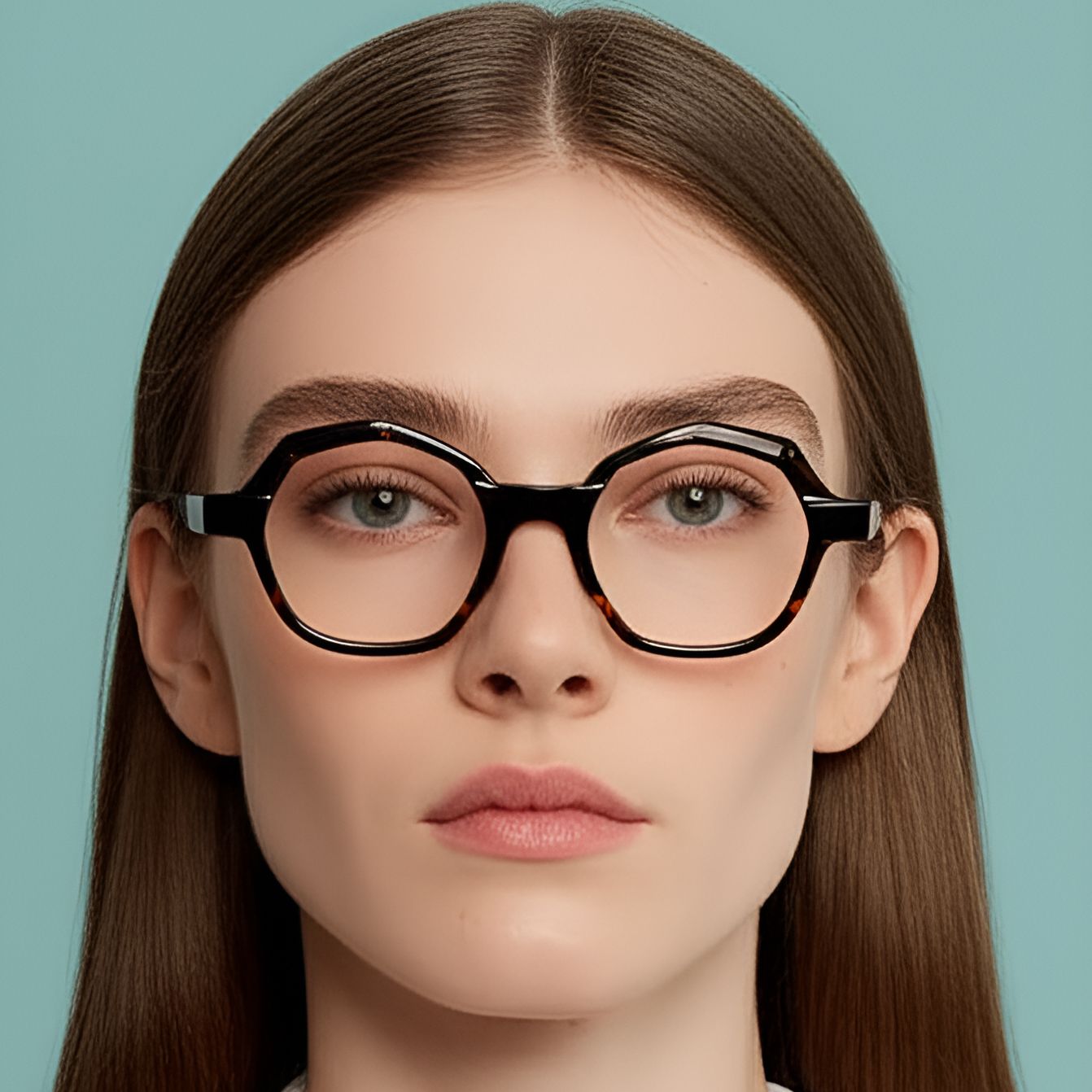 Geometric Tortoiseshell Acetate Glasses #BS0420-0394