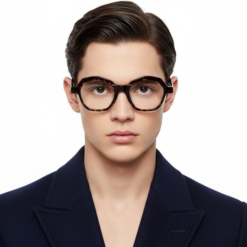 Geometric Tortoiseshell Acetate Glasses #BS0420-0394