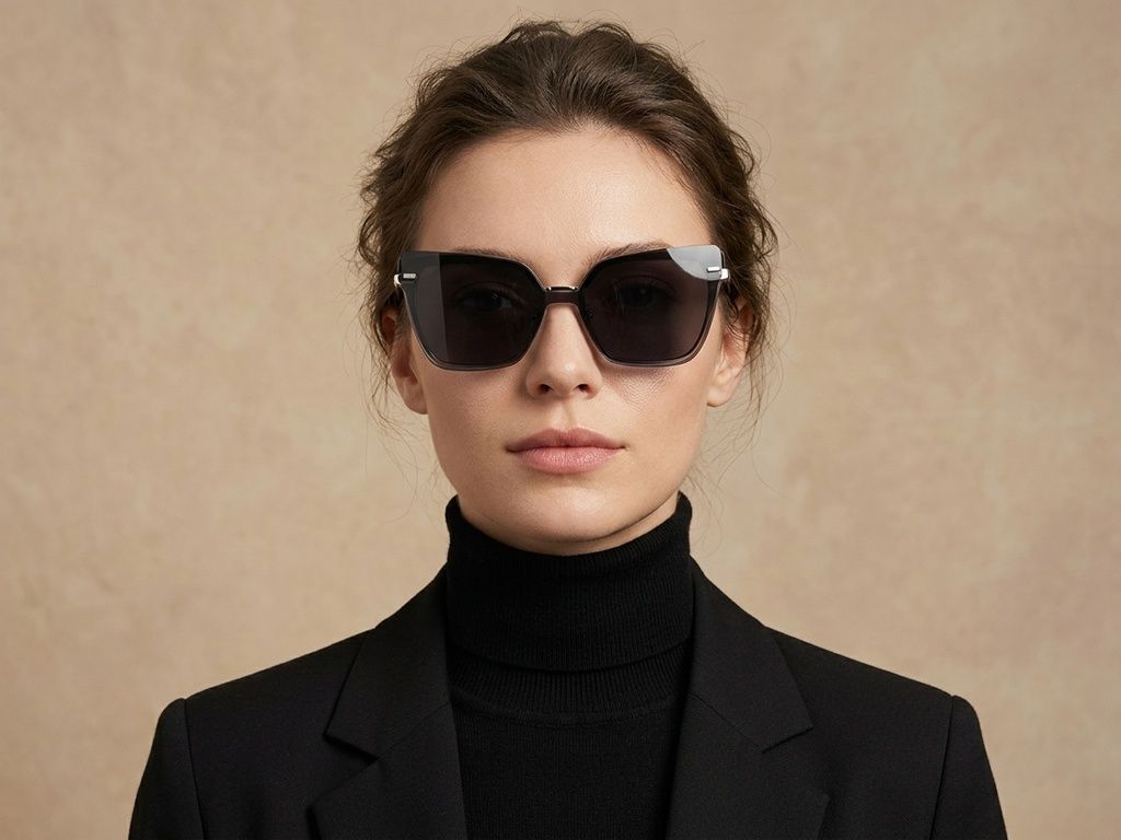 Lunettes de soleil à clip papillon en métal noir #BS0420-0400